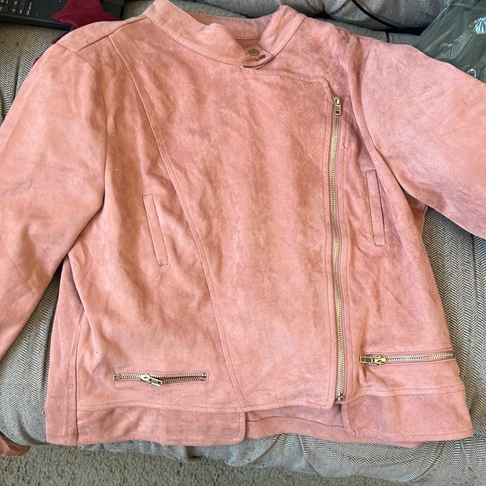 Dusty Pink Suede Motor Jacket